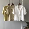 [Serie de personalización elegante de Rongzheng] Camisa corta 100 % lino para mujer, nueva blusa versátil y estilizada.