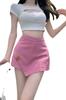 Falda Rosa de Deseo Puro Estilo Hong Kong para Mujer Verano Diseño Irregular Falda Línea A Falda Popular para Chicas ins Falda de Cintura Alta