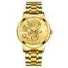 Reloj para hombre de estilo chino Reloj para hombre Reloj no mecánico Diamante Impermeable Correa de acero Reloj de cuarzo Reloj dorado Reloj de dragón Fabricante Venta al por mayor