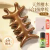 Pente de Massagem Multifuncional Cinco em Um de Sândalo, Pente de Meridianos, Massagem Capilar com Acupressão Antiestática, Pente de Madeira de Massagem Cinco Dedos