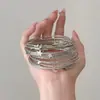 Pulsera de Oro de Múltiples Capas con Estrella de Cinco Puntas y Brillo Fino Estilo Y2K Hot Girl para Mujer, Nicho de Gama Alta, Versátil, Retro, Pulsera de Aro de Moda