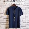 T-shirt de linho fino de manga curta para homens estilo coreano solto Plus Size camiseta de meia manga elegante algodão e linho top