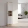 Armários Altos para Banheiro Transfronteiriços com Portas Duplas e Compartimentos Abertos Duplos, Fornecimento Direto do Fabricante, Adequados para Apartamentos Pequenos, Armários de Banheiro, Sala de Estar e Corredor Armários Altos