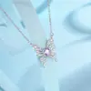 Colar de Borboleta em Prata de Lei S925 Pingente Totalmente Cravejado Zircônia de Luxo Leve Nicho Novo Modelo 2025 Presente de Alto Padrão para Namorada