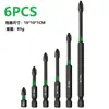 Juego de 12 Piezas de Brocas de Impacto con Anillo Verde Cruzado S2 Ph2 Magnético Fuerte Negro Alta Dureza para Destornillador Transfronterizo