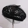Nuevo gorro de boina de color sólido con diseño de malla hueca, temperamento, para exteriores, ocio, camping, transpirable, no sofocante, gorro de pescador