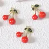 Pingente de liga com gotas de óleo de cereja estilo doce série de frutas charms acessórios para brincos e pulseiras DIY feitos à mão