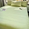 Lençol de Jacquard 100% Algodão Peça Única Dormitório Estudantil Cor Sólida Capa de Colcha Fronha Conjunto de Três Peças para Uso na Cama