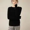 Tejido de Punto Base 100% Cachemir Puro para Mujer, Cuello Redondo, Patrón de Asiento, Tejido de Punto de Manga Larga, Tejido de Punto de Color Puro de Moda para Otoño e Invierno