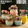 Vaso de Flor Suculenta Cerâmica Preço Especial Liquidação Esmaltado Tamanhos Grande e Pequeno Simples Pastoral Mesa Vasos de Barro Respirável Plantas Leede Estoque
