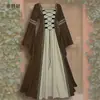 Comercio Exterior Deseo Vestido Medieval Ruso de Cuadrado Largo Mangas de Campana para Mujer Ropa Gótica Retro