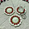 Posavasos de ramo de rosas terminadas transfronterizo Lana Tejido a mano Crochet DIY Tulipán tejido Gancho Flor Gama alta