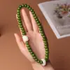 Pulseira de Raiz de Bodhi de Jade Verde e Branco Gradiente para Segurar na Mão para Mulheres, Anel de Corrida de Círculo Duplo, Pulseira de Contas de Buda de Semente de Bodhi Macia