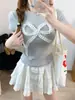 Sentido del Diseño Verano Nuevo Mujer Ajuste Delgado Hombro Recto Patchwork Lazo Reductor de Edad Manga Corta Camiseta Versátil Puro y Sexy Top