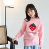 Suéter infantil engrosado, suéter de punto de pura lana, otoño e invierno, nuevo suéter de cachemira con parte inferior de fresa para niños pequeños, medianos y grandes.