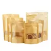 Bolsas de Papel Kraft con Ventana, Bolsas Auto-Soportantes para Almacenar Snacks Glaseados, Té y Empaque de Alimentos, Bolsas Auto-Sellantes en Stock