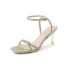 Sapatos Femininos Couro Genuíno Elegante Feminino Alto Senso Moda Sexy Sandálias de Salto Alto Femininas Strass Francês Outono Novos Sapatos Romanos