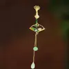 Pingente de Leque Dobrável de Lótus, Broche de Lapela Prensado, Fivela Anti-Exposição, Pingente Antigo de Alto Padrão, Pingente de Borla, Acessórios de Joias