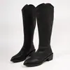 Botas de Cavaleiro de Salto Alto Estilo Europeu Femininas Retro Salto Grosso Fivela Altas até o Joelho Emagrecedoras Botas Martin Tamanho Plus Calçados Femininos