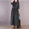 Vestido Básico Slimming Estilo Étnico Floral Soltinho com Amarração na Cintura, Forro de Lã e Tecido Espesso - Coleção Outono/Inverno 2026