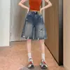 ¡El verano solo necesita ser fresco y moderno! Jeans rasgados estilo retro americano para mujer, estilo fino de verano, pantalones nuevos de longitud media 2026