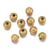 Cuentas Texturizadas de Acero Inoxidable Chapado al Vacío en Oro de 18 Quilates, Cuentas Perforadas que Conservan el Color, Cuentas Tubulares, Cuentas de Acero en Relieve, Accesorios para Joyería Hecha a Mano DIY