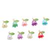 Acessórios para joias DIY de 1,5 cm, lírio perolado, orquídea colorida, folhas tridimensionais, flor, pulseira, chaveiro, pingente de colar