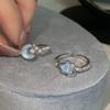 Anillo de circonita con forma de luna y estrella para mujer, diseño de nicho, anillo de dedo de alta calidad, apertura ajustable.