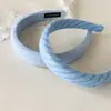 Faixa de cabelo esponja xadrez azul fresco de três estados, faixa de cabeça fashion, sarja versátil, grampo de pressão para o topo da cabeça