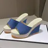Comercio exterior transfronterizo talla grande 2026 sandalias de cuña con bloques de color para mujer de verano, chanclas de moda abiertas para mujer