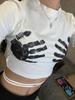 Ins Estilo Europeo y Americano Transfronterizo 2025 Verano Nuevo Estampado de Letras Moda Callejera Corto Ajustado Chica Atrevida Cuello Redondo Camiseta