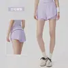 Shorts de Yoga Leves e Respiráveis para Mulheres, Corte Solto, Emagrecimento, com Bolsos, Anti-Exposição, Falso Duas Peças, Shorts Esportivos de Fitness para Uso ao Ar Livre