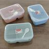 Lunch Box meninas 'lancheira de plástico elegante simples lancheira terno livre colher, trabalhador de escritório estudante masculino