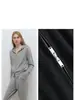 Conjunto de Suéter de Punto Casual con Cremallera y Capucha de Lana Pesada Elegante y Moderno / Pantalones de Pierna Ancha Otoño/Invierno 2026