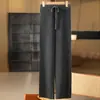 Calça de Lã 100% com Costela Fina e Cordão, Comprimento no Tornozelo, Cintura Alta, Macia, Emagrecimento, Estilo Coreano, Cor Sólida, Versátil Calça de Tricô de Perna Larga