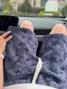 Pantalones Cortos Deportivos de Verano Tendencia Estilo Americano Peso Pesado Cinco Puntos Azul Marino Corte Diagonal Estampado Completo Tie-Dye Estrella para Hombre