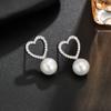 Pendientes de Perla Coreana Qingxing con Circonita AAA Incrustada Geométricos Simples Pendientes de Plata de Ley 925 Salida de Fábrica