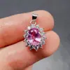 Colgante de Zafiro Rosa Natural Transfronterizo Accesorios para Mujer Nicho Alta Gama Joyería de Plata 925 6*8 Ventas Directas de Fábrica de Joyería