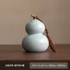 Pote de Cerâmica Ruyao Azul Céu com Padrão de Videira e Lótus, Estilo Chinês Pote Selado à Prova de Umidade para Armazenamento de Chá, Pote de Chá Preto