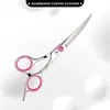 Tijeras para peluquería y limpieza de mascotas, juego especializado de tijeras de esquileo para perros, tijeras rectas y curvas, rosa