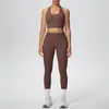 Nuevo Estilo de Cuello Halter Espalda Hermosa Conjunto de Sujetador Deportivo Nube Ajustado Cintura Alta Levanta Glúteos Ropa de Yoga Secado Rápido Ropa para Correr y Fitness