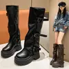 Botas de Caballero Versátiles de Moda Adelgazantes para Mujer Melade Persona Pequeña Hebilla Pierna Botas Largas 2026 Primavera Otoño Nuevo Estilo