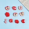 Mini Acessórios de Resina de Maçã Vermelha Maçã Mordida Borboleta DIY Cola de Creme Capa de Celular Feita à Mão Crocs