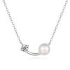 Collar Otoño e Invierno Todo 925 Plata Esterlina Moissanita Perla Natural de Agua Dulce Colgante Simple Versátil Cadena Clavicular para Mujer