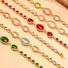 Misterioso Exquisito Joyería Europea y Americana Acero Inoxidable Vidrio Checo Tobillera Lujo Ligero Versátil Joyería Accesorios para el Pie para Mujeres