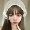 Pañuelo de Encaje Blanco para Mujer, Bufanda Triangular, Cobertura para el Cabello Estilo Pastoral, Decoración para Fotos en la Playa, Sombrero Bufanda de Seda