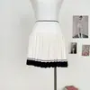 Conjunto de Punto AOMALM "Luz de Luna Triturada" Estilo Universitario Americano para Mujer, Top de Verano y Falda Corta 9111