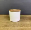 Pote Cerâmico de Cozinha Cilíndrico com Tampa de Bambu Porcelana Branca Pote de Chá Estilo Chinês Pote de Armazenamento Pote Selado Tamanho Grande