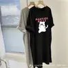 Verão Feminino Garota Cheinha Plus Size Casual Roupa Externa Fina Manga Curta Estampada Vestido Preguiçoso Comprimento Médio Solto Emagrecimento Tendência Quadril