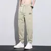 Pantalones de Seda de Hielo para Hombre Verano Delgados Modernos Sueltos Versátiles hasta el Tobillo Pantalones Dulces Marca de Moda Secado Rápido Caídas Pantalones Casuales
